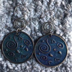 Antique blue dangly earrings